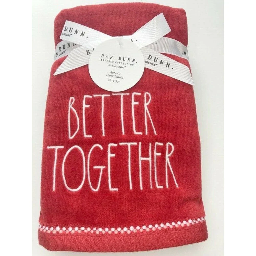 Rae Dunn Hand Towels Valentines Day Bath Better Together Embroidered Set of 2